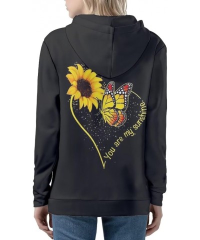 Women's Zip Up Long Sleeve Oversized Drawstring Hoodie Hooded Sweatshirt Pullover Top with Pockets Sunflower Butterfly $17.37...