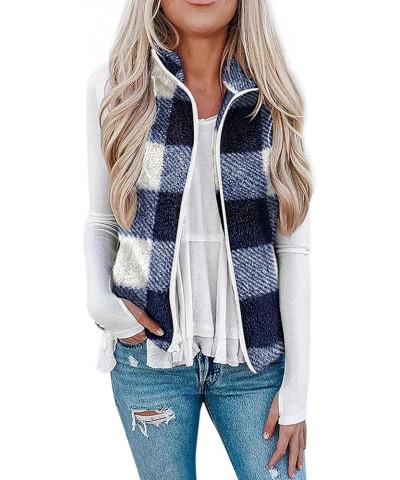 2023 Women's Sherpa Jacket Vest Casual Lapel Fleece Fuzzy Coat Sleveless Outwear 07blue $7.49 Vests