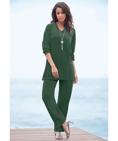 Women's Plus Size Velour Jogger Set Midnight Green $22.50 Activewear