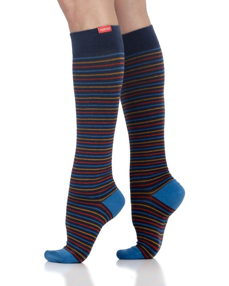 VIM & VIGR Merino Wool 15-20 mmHg Compression Socks for Women & Men (Solid Black, Small/Medium (1)) 2 Blue & Red Pinstripe $2...