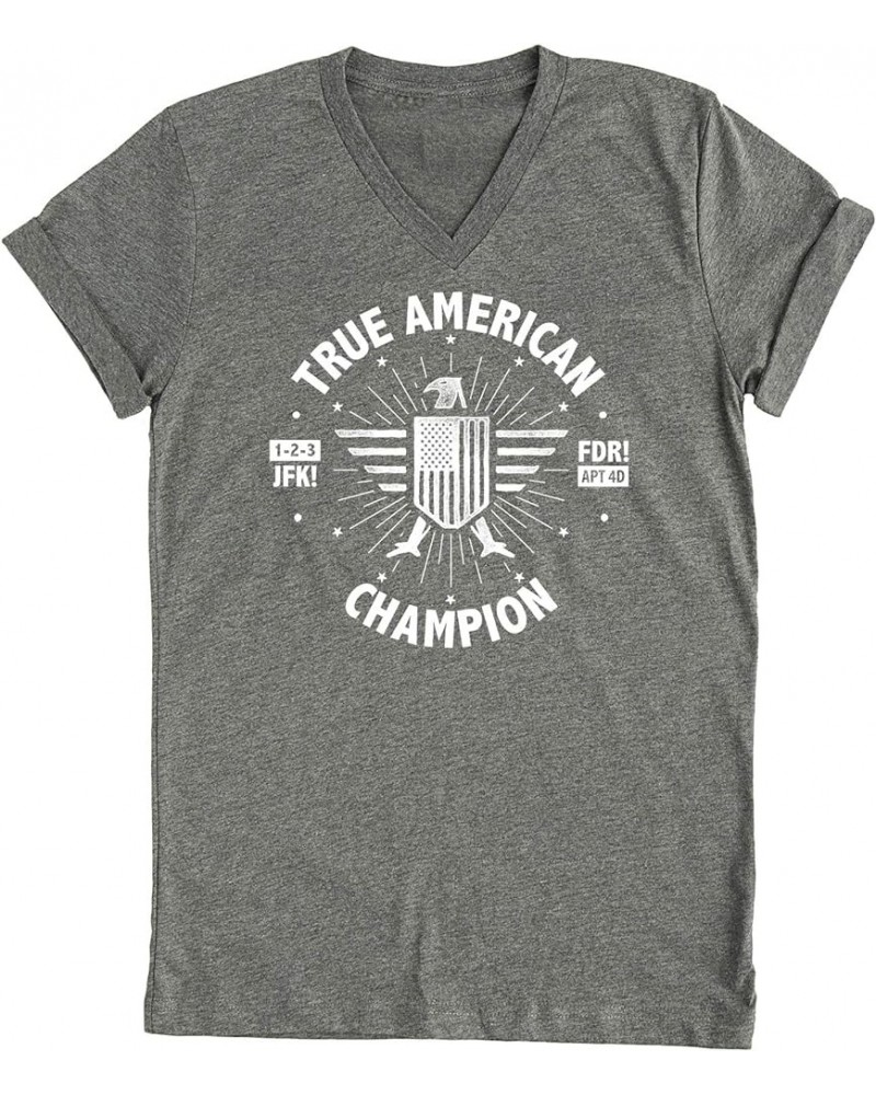 True American Champion - Unisex Tee Shirt Grey V Neck $15.11 T-Shirts