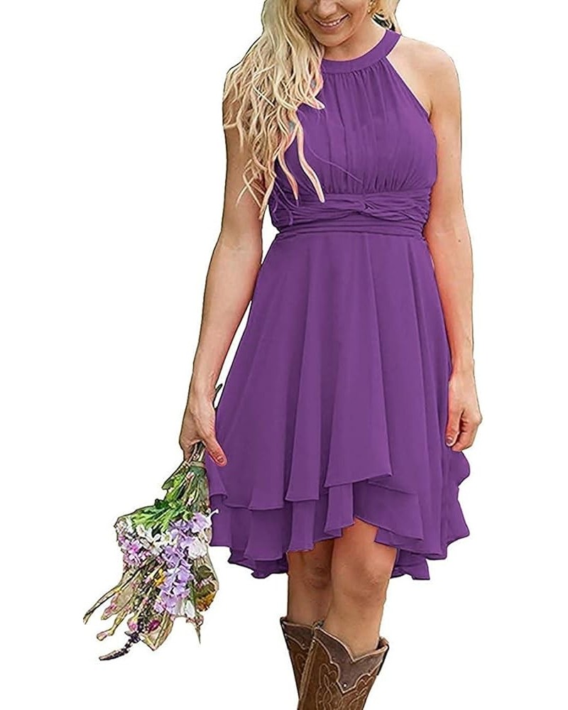Women's Knee Length Country Bridesmaid Dress Western Wedding Guest Dress Light Purple $22.00 Dresses