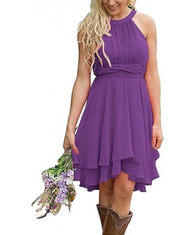 Women's Knee Length Country Bridesmaid Dress Western Wedding Guest Dress Light Purple $22.00 Dresses