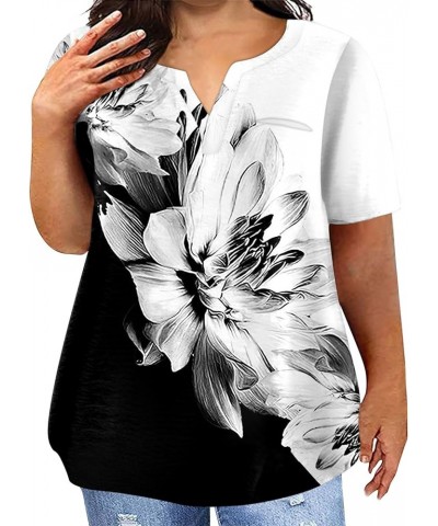 Oversized T Shirts for Women Camouflage Print Summer Short Sleeve Plus Size Butterfly Tops Loose Crew Neck Blouses X23-black ...