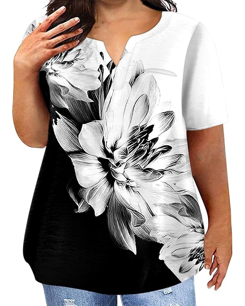 Oversized T Shirts for Women Camouflage Print Summer Short Sleeve Plus Size Butterfly Tops Loose Crew Neck Blouses X23-black ...
