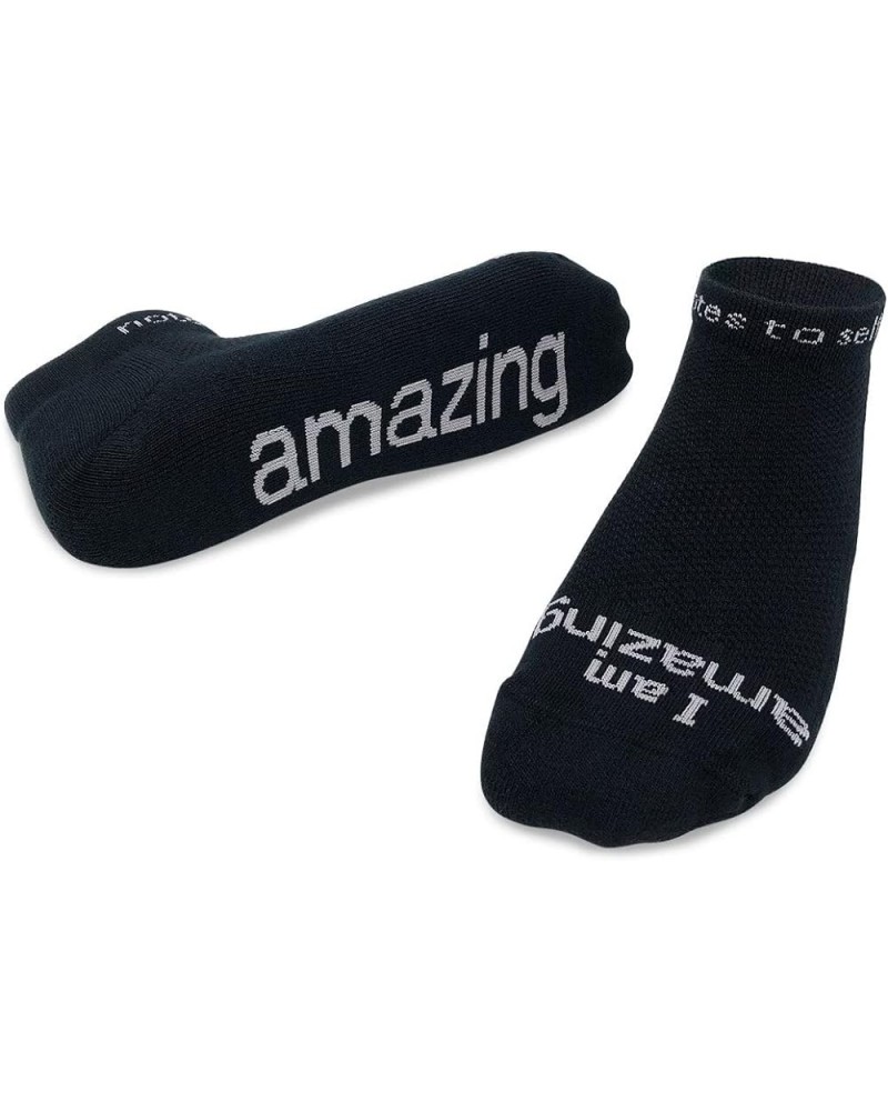 Socks - Daily Affirmations, Inspirational Socks for girls & boys Amazing Black $9.03 Activewear