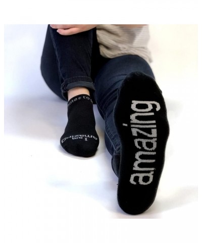 Socks - Daily Affirmations, Inspirational Socks for girls & boys Amazing Black $9.03 Activewear