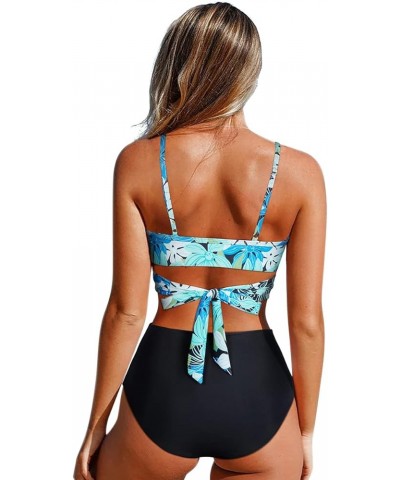 Women's High Waisted Bandage Bikini Set Wrap Two Piece Push Up Swimsuits 34-pink Black $14.88 Swimsuits