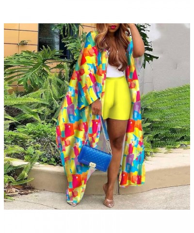 Two Piece Vacation Outfits for Women Sexy Beach Cover Up Long Sleeve Open Front Cardigan Shorts Fyk2691-yellow $23.65 Swimsuits