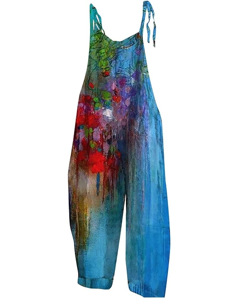 Casual Sleeveless Jumpsuits for Womens Loose Printed Summer Boho Bib Overalls Wide Leg Sling Beach Strap Rompers Multicolor-4...