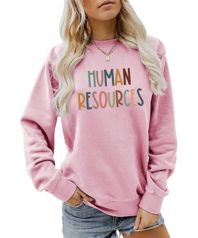 Human Resources Sweatshirt, HR Shirt Women Casual Retro Crewneck Pullover Tops Funny Human Resources HR manager gift Pink $13...