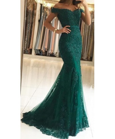 Lace Prom Dress Mermaid Off The Shoulder Formal Dress Evening Party Gowns with Train Mint Green $47.24 Dresses