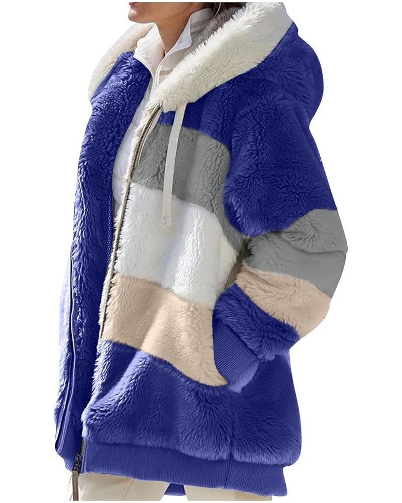 Winter Coats for Women Fashion Plus Size Sharpa Jacket Fleece Warm Hoodie Outwear Plush Sweatshirt Thick Fuzzy Tops D Blue $1...