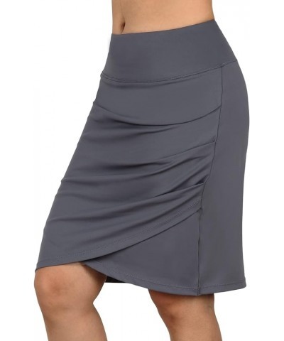 Women Skorts Skirts 20" Length High Waisted,Tennis Golf Skirts Business Casual Athletic Skorts with Zipper Pocket Dark Grey-2...