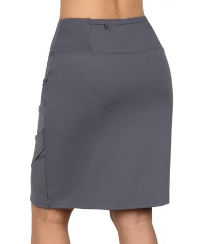 Women Skorts Skirts 20" Length High Waisted,Tennis Golf Skirts Business Casual Athletic Skorts with Zipper Pocket Dark Grey-2...