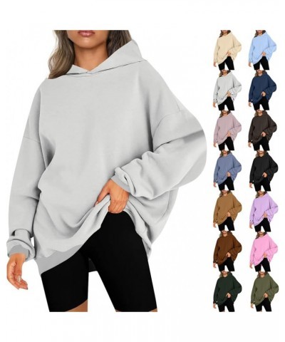 Hoodies for Women Drop Shoulder Long Sleeve Fleece Oversized Sweatshirts Fall Casual Comfy Classic Pullover Tops A-pink $9.00...