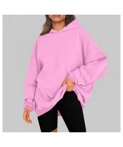 Hoodies for Women Drop Shoulder Long Sleeve Fleece Oversized Sweatshirts Fall Casual Comfy Classic Pullover Tops A-pink $9.00...