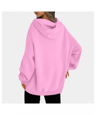 Hoodies for Women Drop Shoulder Long Sleeve Fleece Oversized Sweatshirts Fall Casual Comfy Classic Pullover Tops A-pink $9.00...