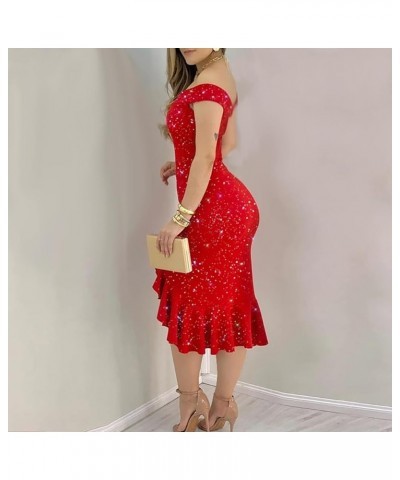 Womens Dresses 2024 Sexy Formal V Neck Velvet Dress Holiday Spaghetti Strap Dresses F-red $11.12 Dresses