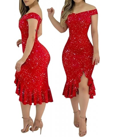 Womens Dresses 2024 Sexy Formal V Neck Velvet Dress Holiday Spaghetti Strap Dresses F-red $11.12 Dresses