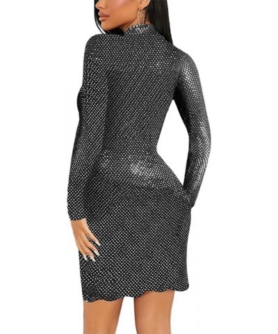 Women's Rhinestone Mesh Fishnet Bodycon Club Dress See Through Beach Swimwear Bikini Cover Up A8 Black $18.89 Dresses