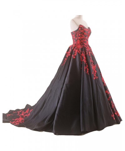 Gothic Black Satin Lace V Neck A Line Long Prom Corset Wedding Dresses Royal Blue $67.52 Dresses