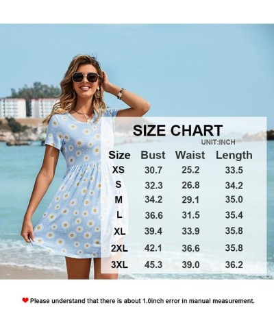 Women's 2024 Summer Short Sleeve Casual Dresses Hide Belly Fat Loose Fit Sundress with Pockets Black Stripe $17.94 Dresses