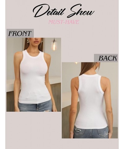 Women Tank Tops Summer Sleeveless Basic Cami Top Shirt Slim Knit Ribbed Racerback Blouses Blue $12.23 Tanks