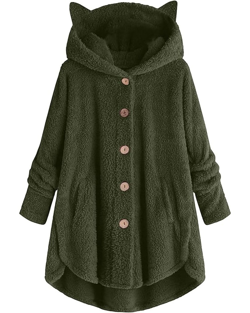 Womens Winter Coats Women Casual Trendy Coats Long Sleeve Warm Fleece Outerwear Button Down Jackets Cardigan 05-army Green $1...