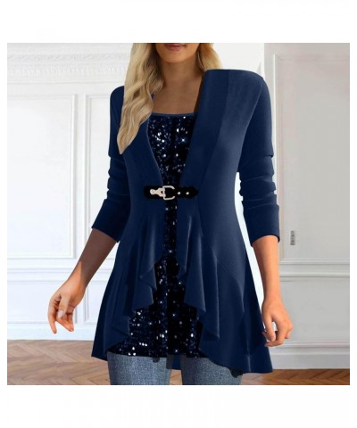 Women's Sequin Velvet Tunic Tops Plus Size Square Neck Long Sleeve Shirts Ruffle Trim Elegant Dressy Blouses 1-blue $12.50 Tops