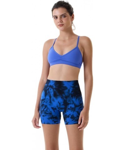 Dream Tie Dye Workout Shorts for Women Seamless Scrunch Soft Active Shorts Blue-black Tie Dye $20.51 Activewear