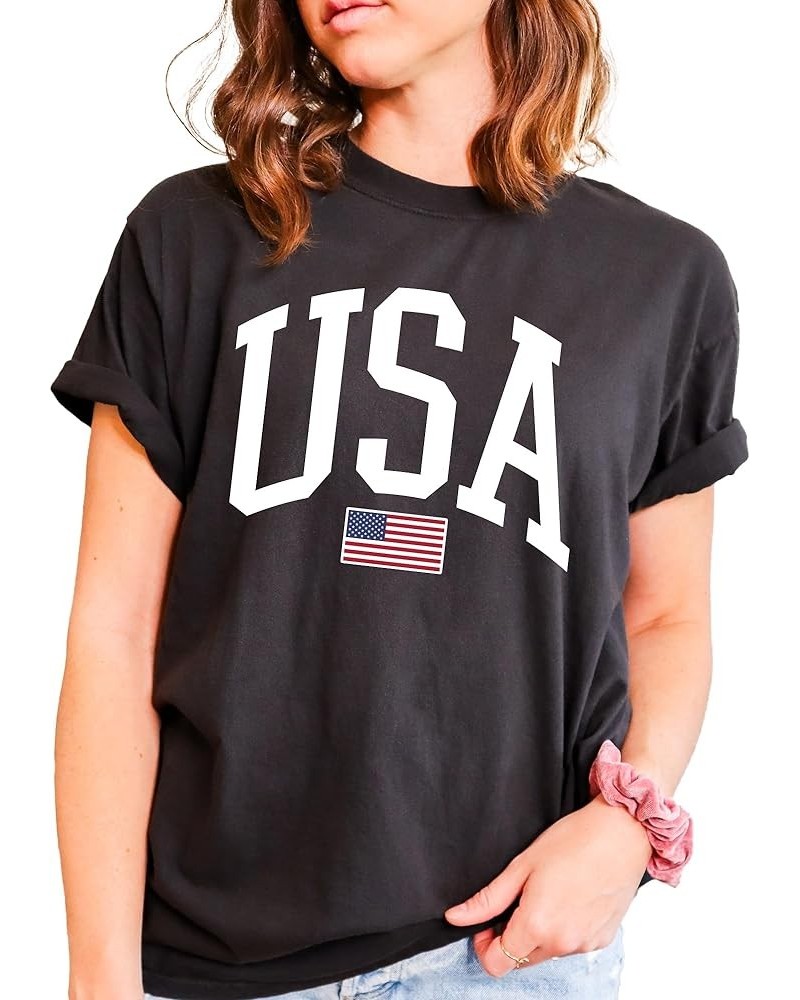 USA Flag T-Shirt for 4th of July, Independence Day, Graphic Tee for Women, Men, Unisex, 100% Cotton Black $18.19 T-Shirts