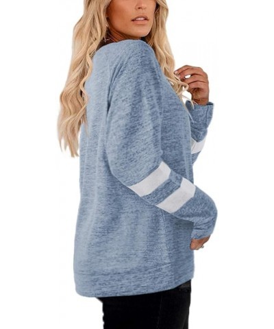 Plus Size Sweatshirts for Women Long Sleeve Oversized Tunic Tops 02_blue $10.99 Others
