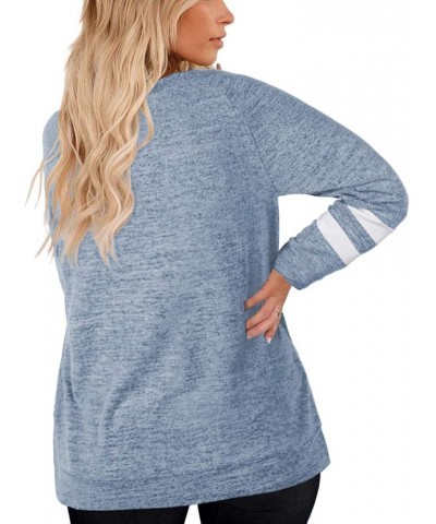 Plus Size Sweatshirts for Women Long Sleeve Oversized Tunic Tops 02_blue $10.99 Others