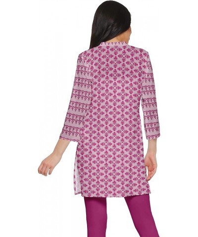 Printed Side Slit Short Kurta Tunic for Women Summer Wear Ladies Kurti Blush Pink $12.60 Tops