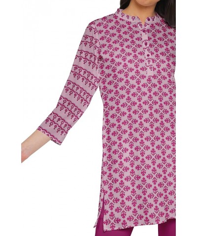 Printed Side Slit Short Kurta Tunic for Women Summer Wear Ladies Kurti Blush Pink $12.60 Tops