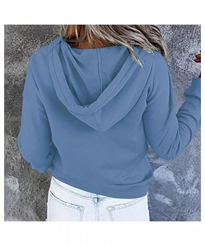 Womens Zip Up Hoodie Womens Plus Size Hooded Sweatshirt Long Sleeve Drawstring Sweatshirt Loose Sweatshirt Womens Blue 1 $5.2...