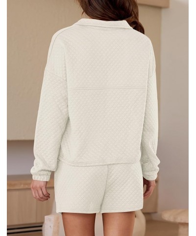 Women's 2 Piece Outfits Long Sleeve Zipper Pullover Sweatshirt and Shorts Oversized Tracksuit Lounge Sets White $22.94 Active...