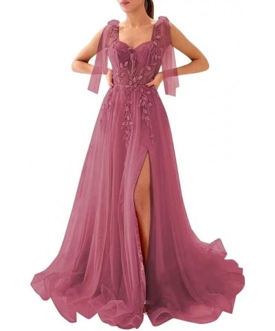 Tulle Long Prom Dresses 2024 with Train for Women Elegant Sweetheart Neck Formal Evening Gown Desert Rose $37.80 Dresses