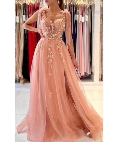 Tulle Long Prom Dresses 2024 with Train for Women Elegant Sweetheart Neck Formal Evening Gown Desert Rose $37.80 Dresses