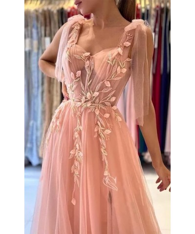 Tulle Long Prom Dresses 2024 with Train for Women Elegant Sweetheart Neck Formal Evening Gown Desert Rose $37.80 Dresses