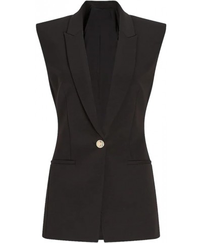 Women's One Button V-Neck Dressy Business Suit Vest Peak Lapel Waistcoat Black $23.92 Vests