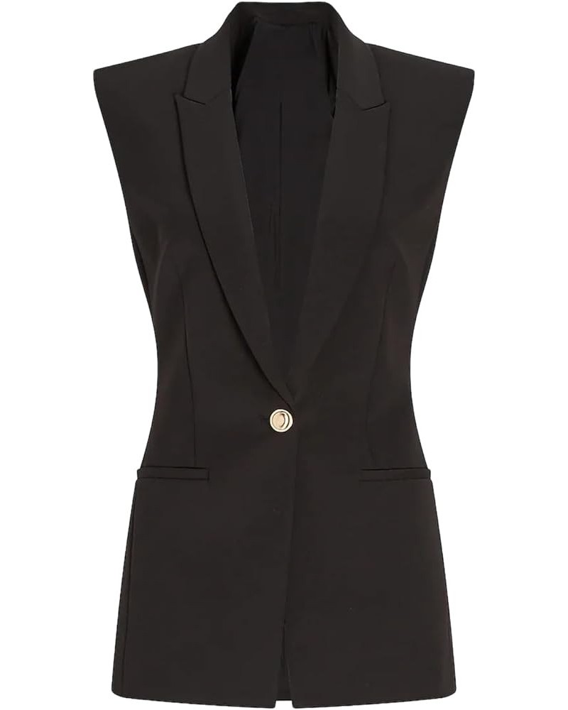 Women's One Button V-Neck Dressy Business Suit Vest Peak Lapel Waistcoat Black $23.92 Vests