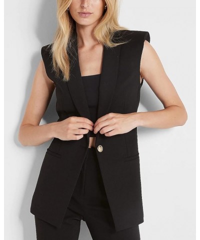 Women's One Button V-Neck Dressy Business Suit Vest Peak Lapel Waistcoat Black $23.92 Vests