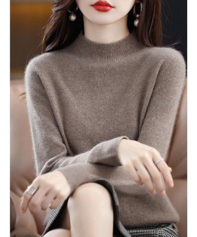 Cashmere Sweaters for Women,100% Cashmere Sweaters for Women,Women's high Neck Loose Bottomed Knitted Sweater Camel $20.99 Sw...