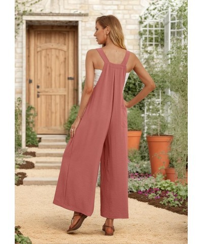 Women's Wide Leg Overalls Jumpsuit with Pockets Casual Loose Sleeveless Adjustable Straps Outfits Bib 04 Rust Red $17.50 Over...