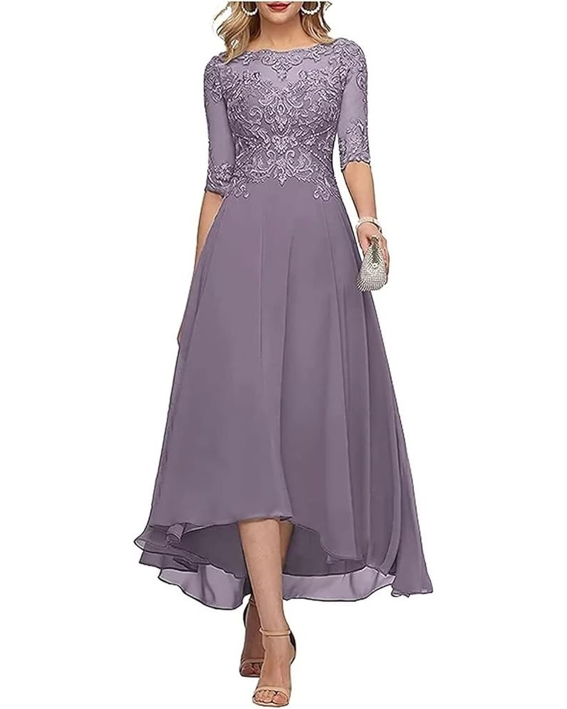 Mother of The Bride Dresses Women's Tea Length Bridesmaid Dress Short Sleeves Formal Evening Party Gowns for Wedding Mauve $4...