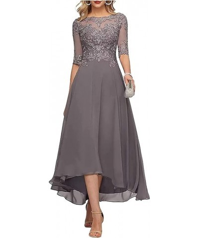 Mother of The Bride Dresses Women's Tea Length Bridesmaid Dress Short Sleeves Formal Evening Party Gowns for Wedding Mauve $4...