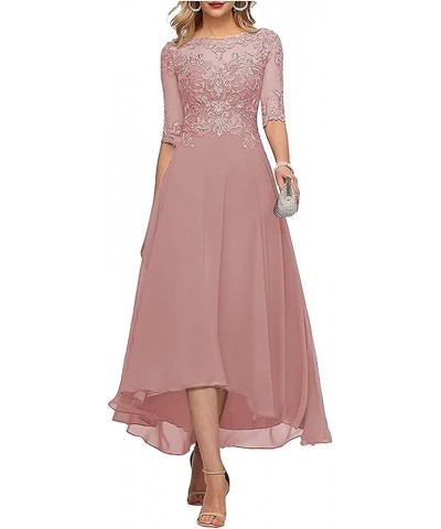 Mother of The Bride Dresses Women's Tea Length Bridesmaid Dress Short Sleeves Formal Evening Party Gowns for Wedding Mauve $4...