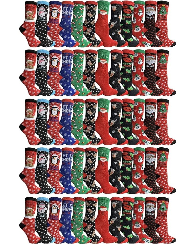 Womens Christmas Socks, Novelty Holiday Socks, Fun Colorful Festive, Crew, Slipper Socks 60 Pack Women / Assorted $9.20 Activ...